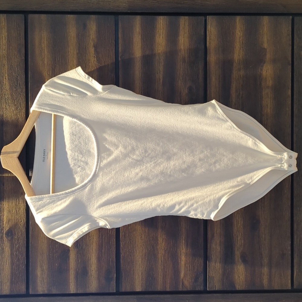 EUC Old Navy White Bodysuit Scoopneck Sz M